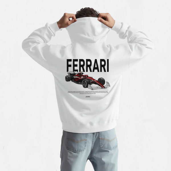 Sweat Ferrari F1 rouge blanc de dos