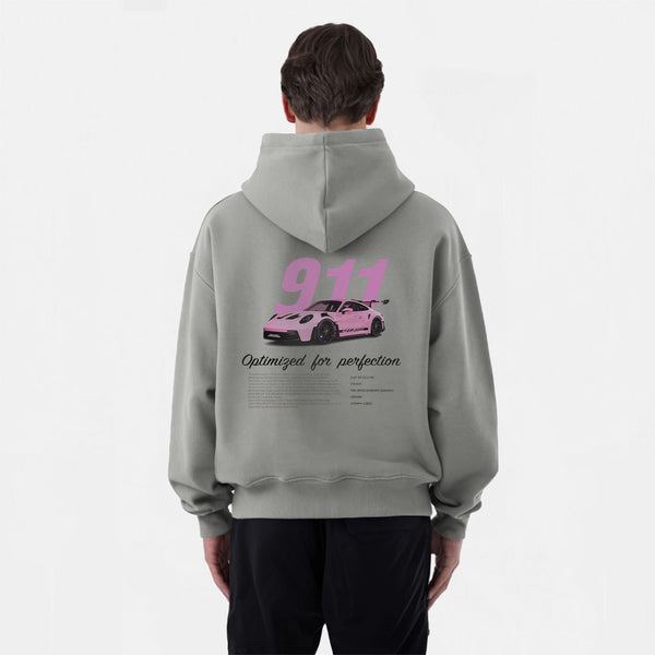 Sweat porsche GT3 RS 992 gris rose de dos