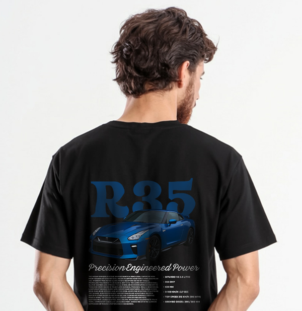 T-shirt Nissan GTR Noir de dos