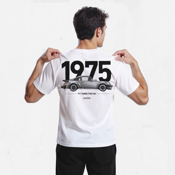 T-shirt Porsche Retro 911 Turbo Type 930 blanc de dos
