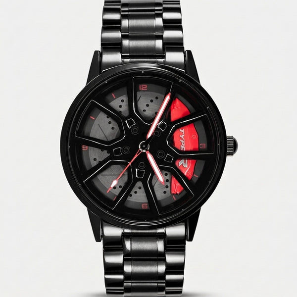 Honda Type R Uhr von vorn, drehbares 3D Felgen Zifferblatt