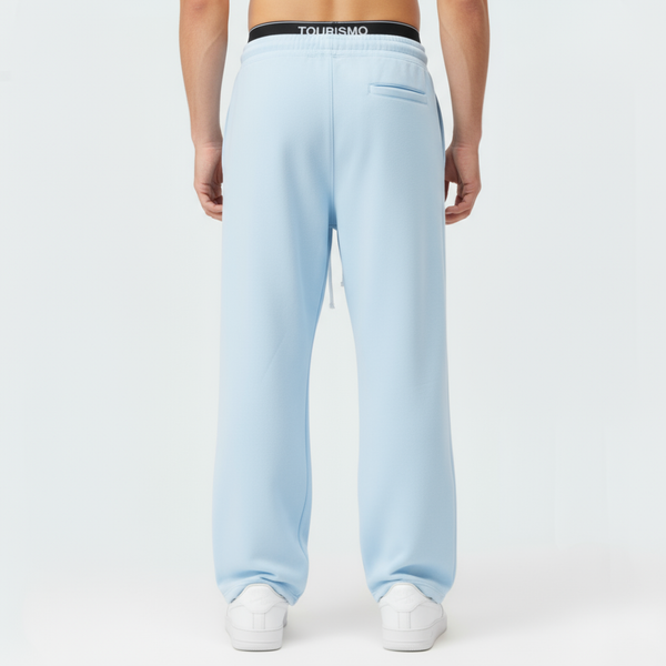 Pantalon de jogging Tourismo Paddock bleu ciel 400gsm, vue de dos