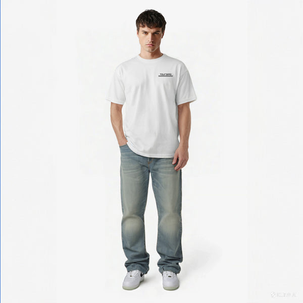 t-shirt blancF1 alpine bleu et rouge de face