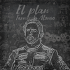 Toile F1 Fernando Alonso Le Plan en visuel produit, design tableau noir style chalk art avec schémas de stratégie et portrait du pilote