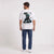 T-shirt F1 George Russell Signature blanc porté de dos en plan large