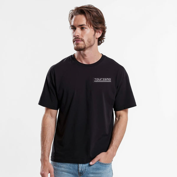 T-shirt noir LaFerrari vu de côté, porté par mannequin