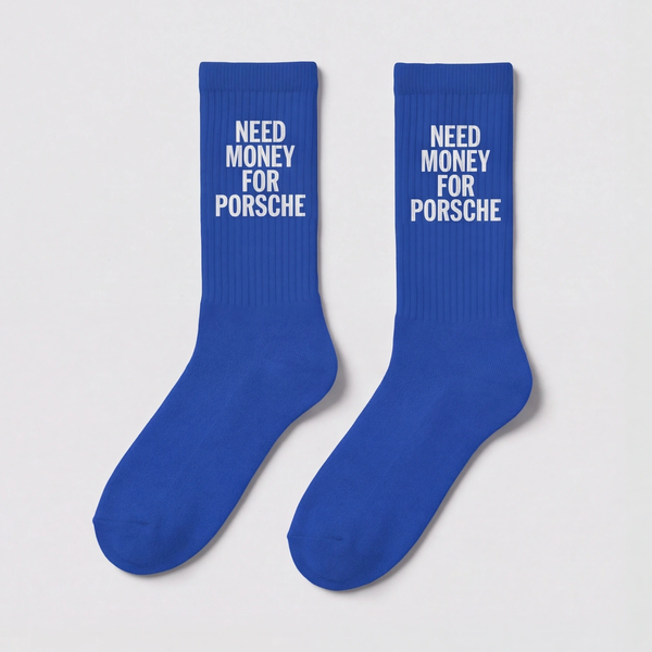 Need Money For Porsche Socken, kobaltblau