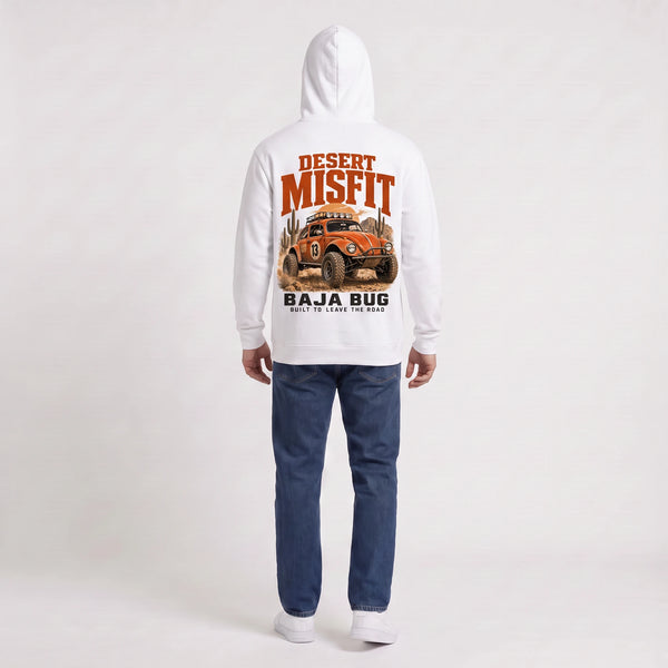 Sweat Volkswagen Beetle Baja Bug Desert Misfit blanc à capuche vu de dos