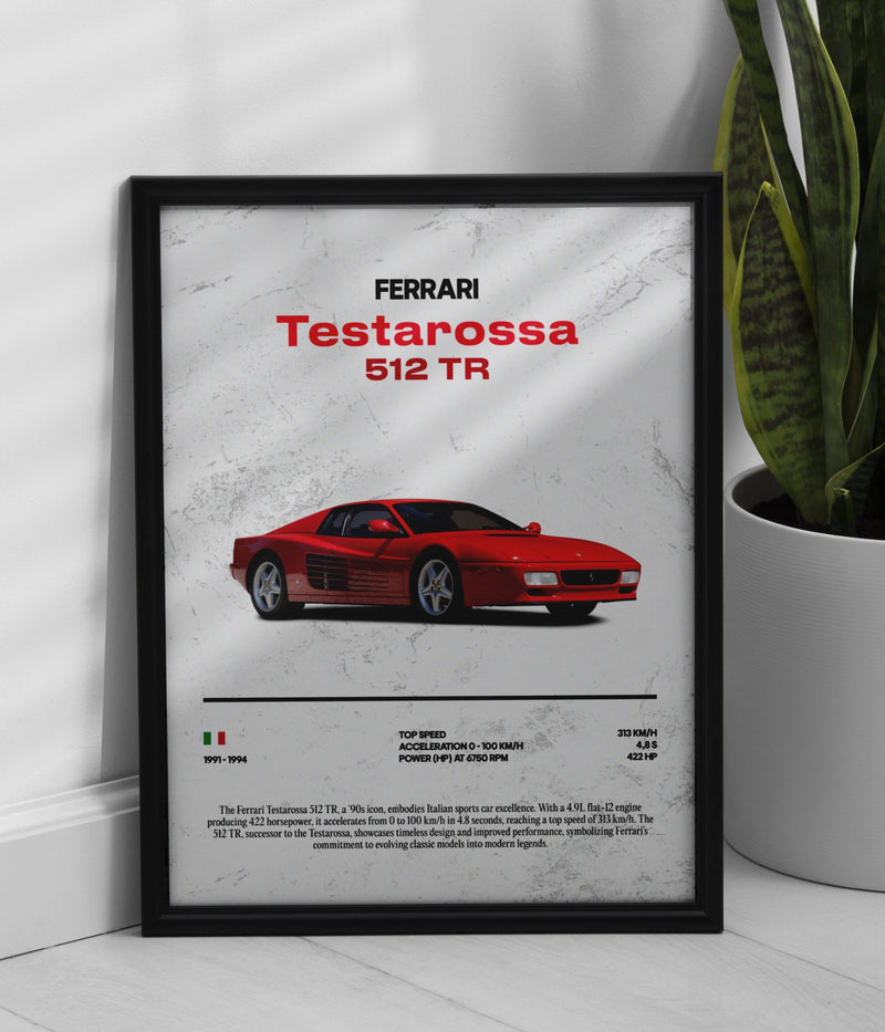 Poster Ferrari Testarossa 512 TR, Ansicht 1