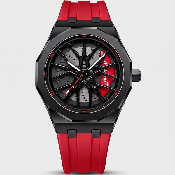 McLaren 720 Uhr von vorn, drehbares 3D Felgen Zifferblatt