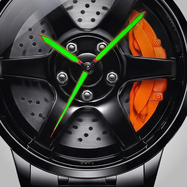 Felgen Zifferblatt der Nissan Silvia S15 Uhr, leuchtende grüne Zeiger