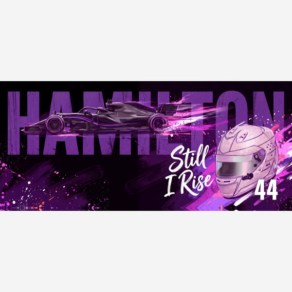 Tapis de souris Lewis Hamilton, casque rose, détail carré du visuel imprimé.