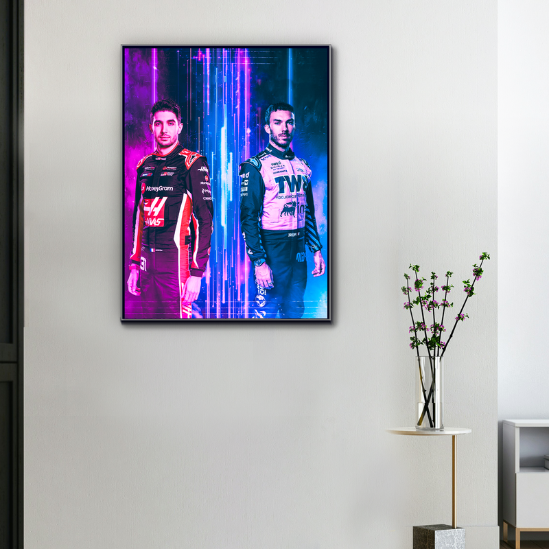 F1-Leinwand Esteban Ocon x Pierre Gasly Rivalen mit kühlem Blut, Ansicht 1