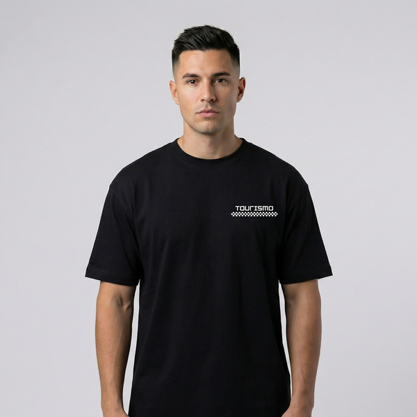 T-shirt BMW M4 Night Run noir vue de face avec logo Tourismo Clothing sur la poitrine