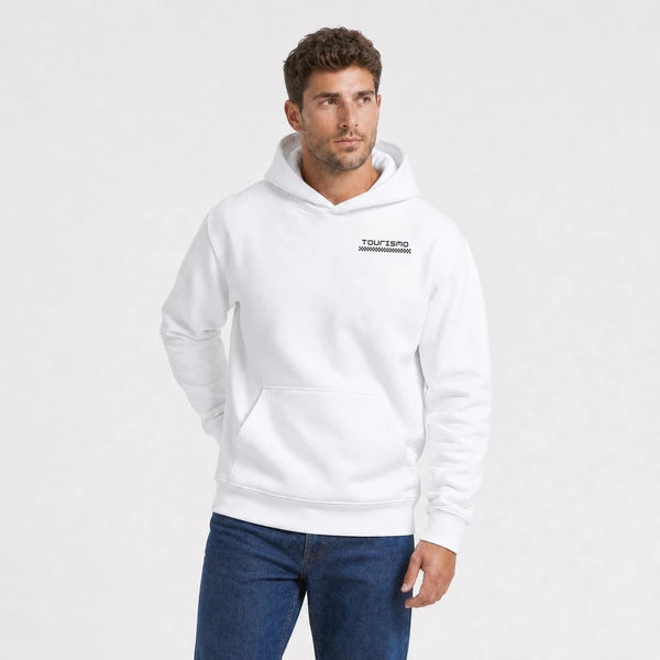 Sweat Ford Bronco First Generation 1966 1977 High Desert Edition blanc vu de face en plan rapproché avec logo Tourismo