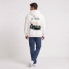 Weißes Kapuzensweatshirt Jaguar D-Type Le Mans N°6: Born for Le Mans, Rückansicht