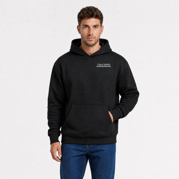 Schwarzes Jaguar D-Type Le Mans N°6: Born for Le Mans Sweatshirt, Nahaufnahme Vorderansicht mit Tourismo-Logo