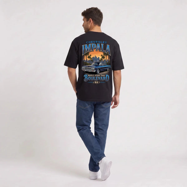 T-shirt Chevrolet Impala 1964 Built for the Boulevard noir vu de dos