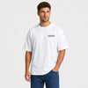 T-shirt F1 Esteban Ocon Signature blanc vu de face en plan rapproché avec logo Tourismo