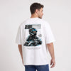 T-shirt F1 George Russell Signature blanc, pilote et monoplace vus de dos