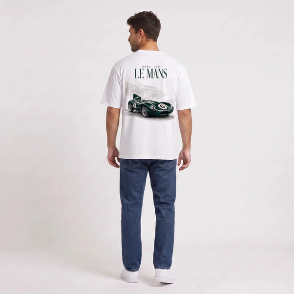 Jaguar D-Type Le Mans N°6: Born for Le Mans T-Shirt, weiß, Rückansicht