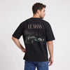 Schwarzes T-Shirt Jaguar D-Type Le Mans N°6, getragen, Rückansicht