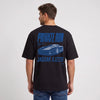 T-shirt Jaguar XJ220 noir porté de dos en plan large avec print Private Run