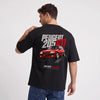 T-shirt Peugeot 205 GTI noir, sportive française rouge vue de dos