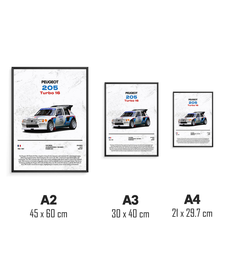 Poster Peugeot 205 Turbo 16, Ansicht 3